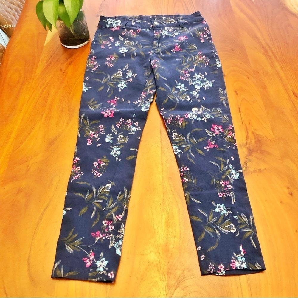 Lily Morgan Floral Colorful Casual Medium Rise Pencil Trousers Pants. Small - Picture 8 of 15